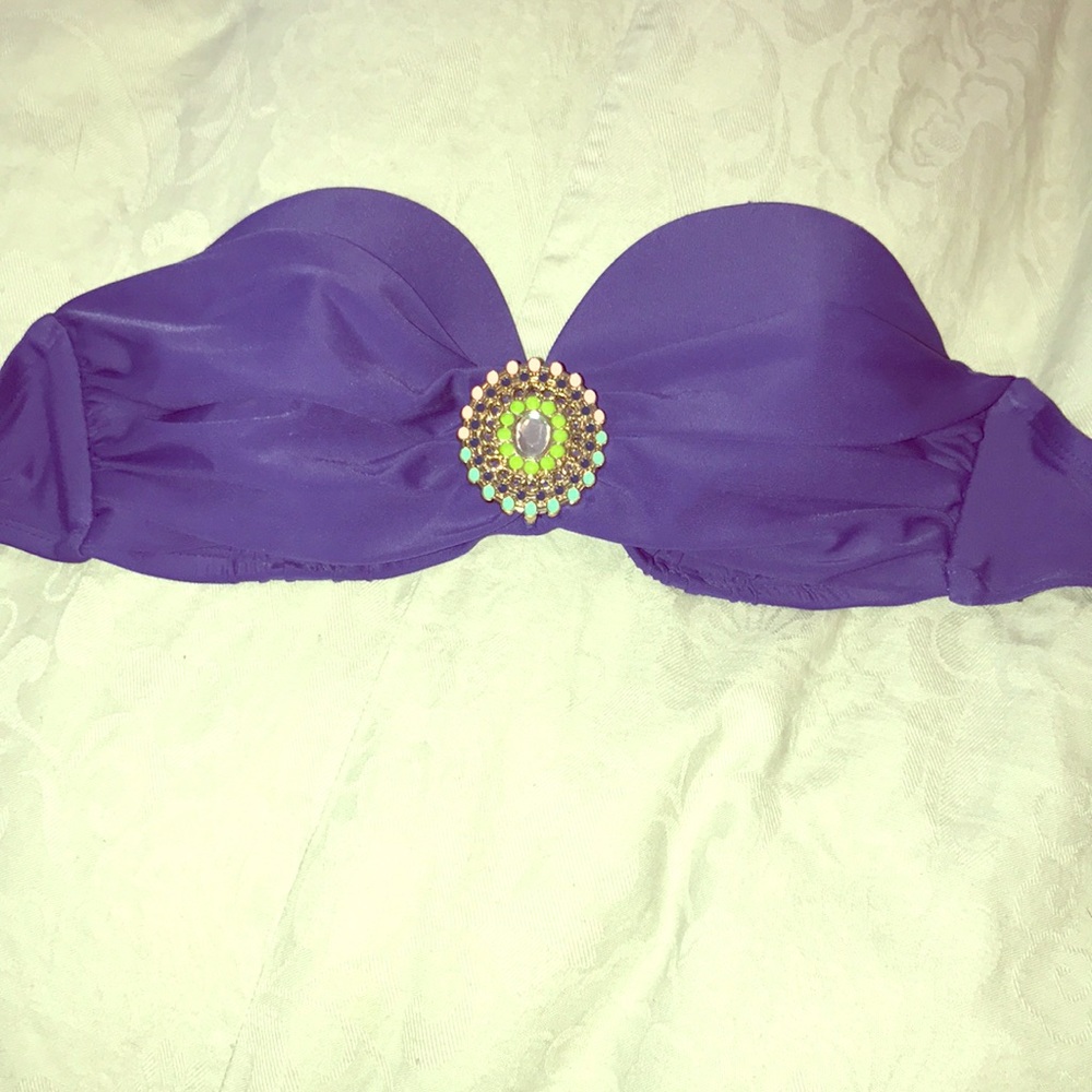 Blue Strapless Bikini Top